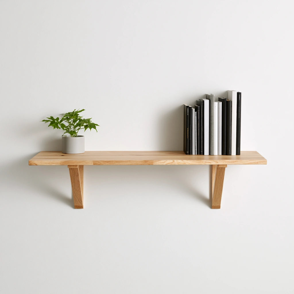 Bureau mural rabattable en bois mural suspendu pliant, coloris brun naturel