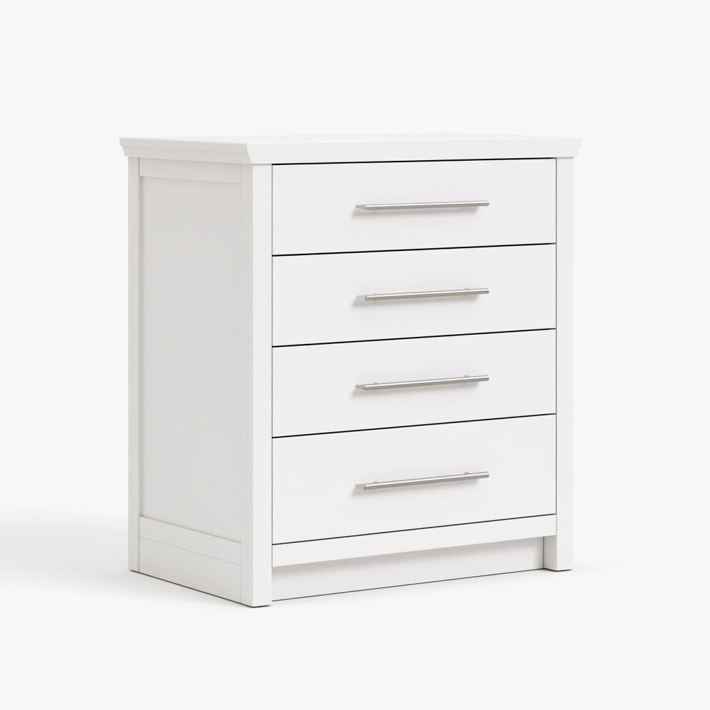 Commode ¨¤ tiroirs aux lignes ¨¦pur¨¦es ¨¤ quatre tiroirs, coloris blanc