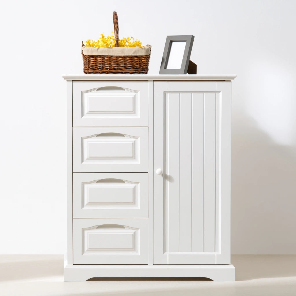 Meuble de rangement en bois, coloris blanc