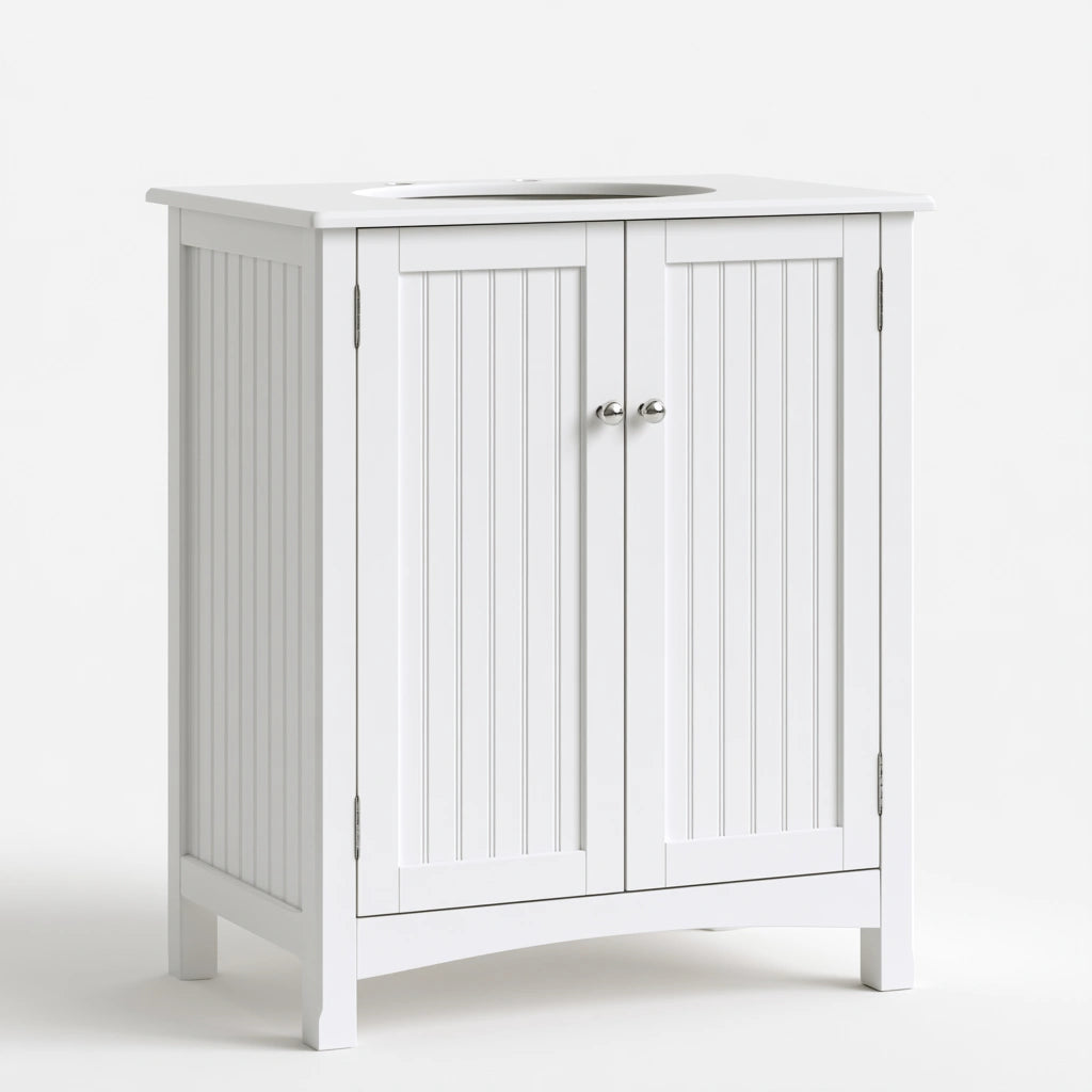 Meuble sous vasque en bois, coloris blanc