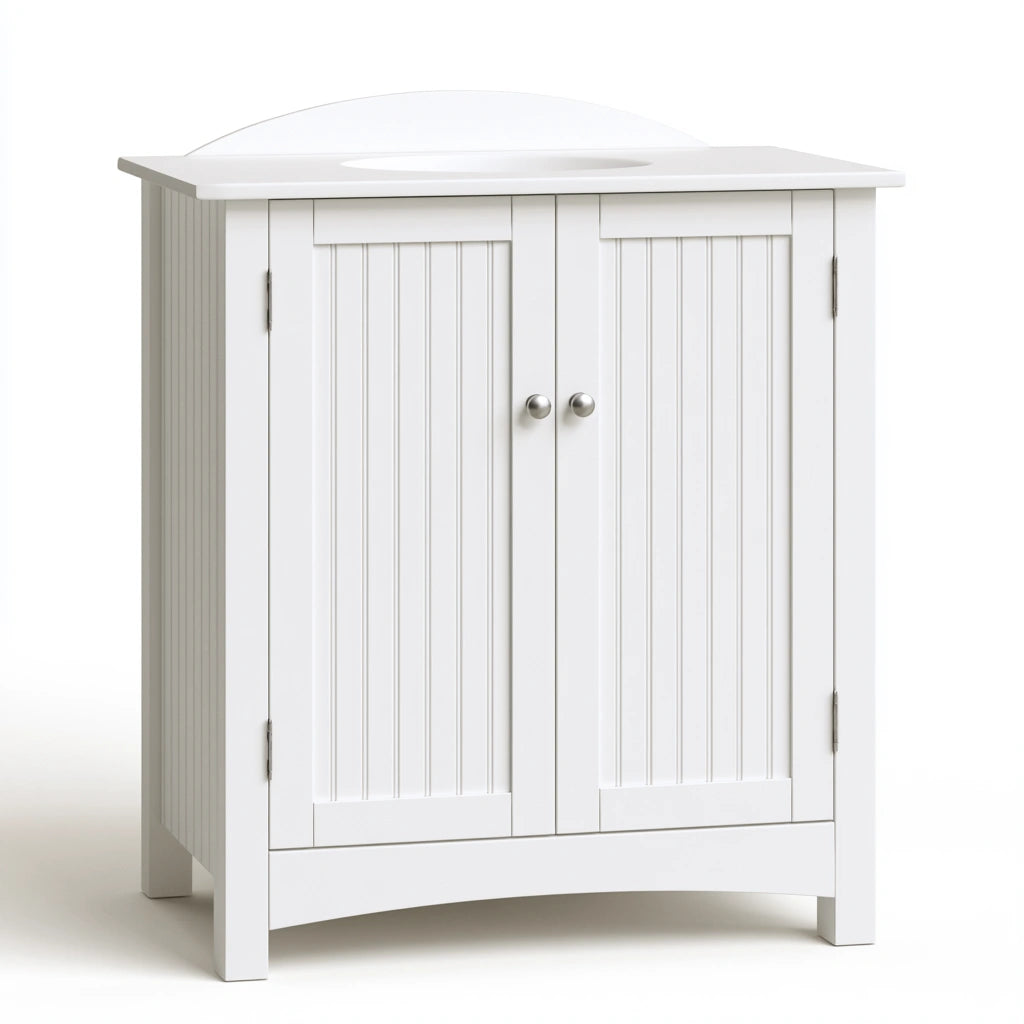 Meuble sous vasque en bois, coloris blanc