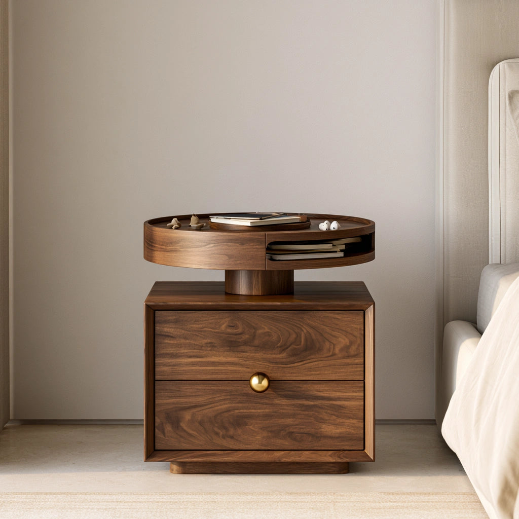 Table de chevet en bois, coloris brun naturel